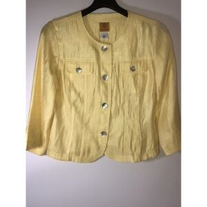 Rubyroad‎ 6 suddle shimmer yellow shell button blazer jacket